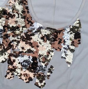 Express Tops - Express Cream Sequined Tank Express Tops - Express Cream Sequined Tank